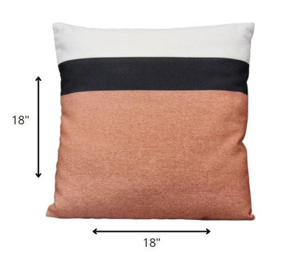 Light Coral And Black Color Block Square Pillow