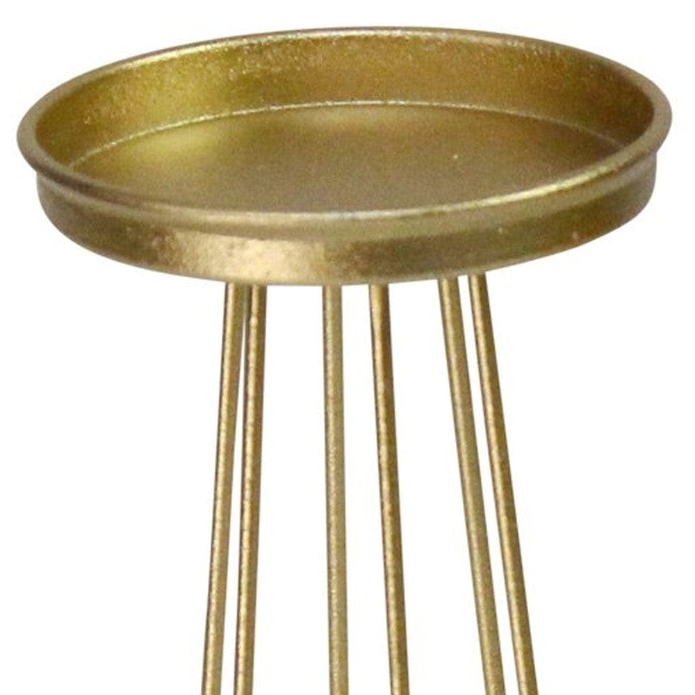 Set Of 3 Gold Metal Graduated Candlesticks