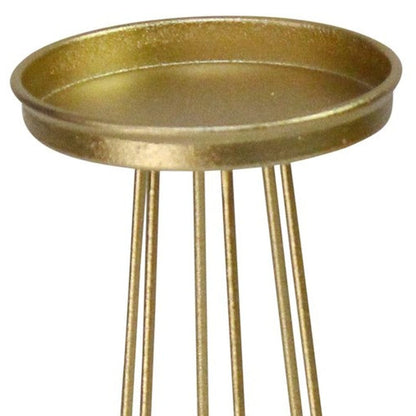 Set Of 3 Gold Metal Graduated Candlesticks