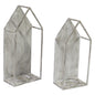 Set Of 2 Farmhouse Style Distressed Metal Candleholders