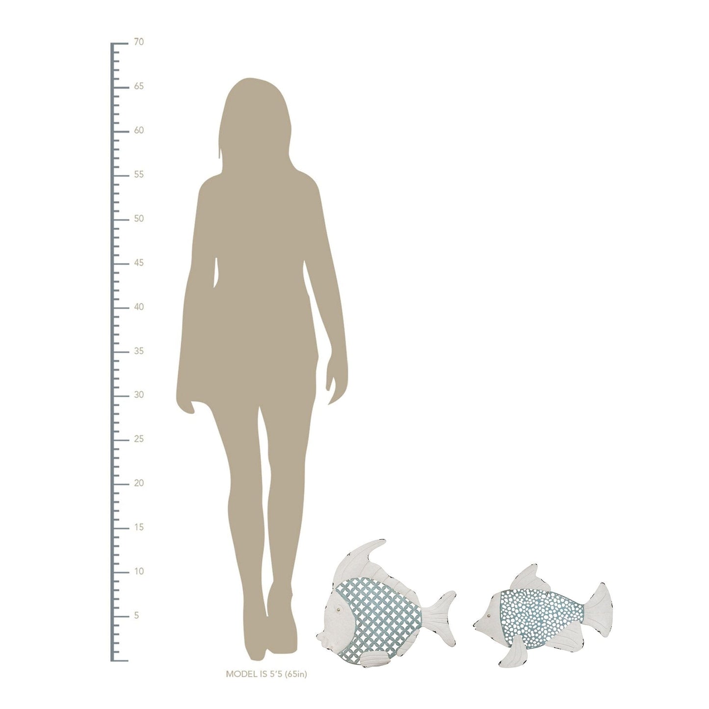 Set Of 2 Metal Fish Wall Decor