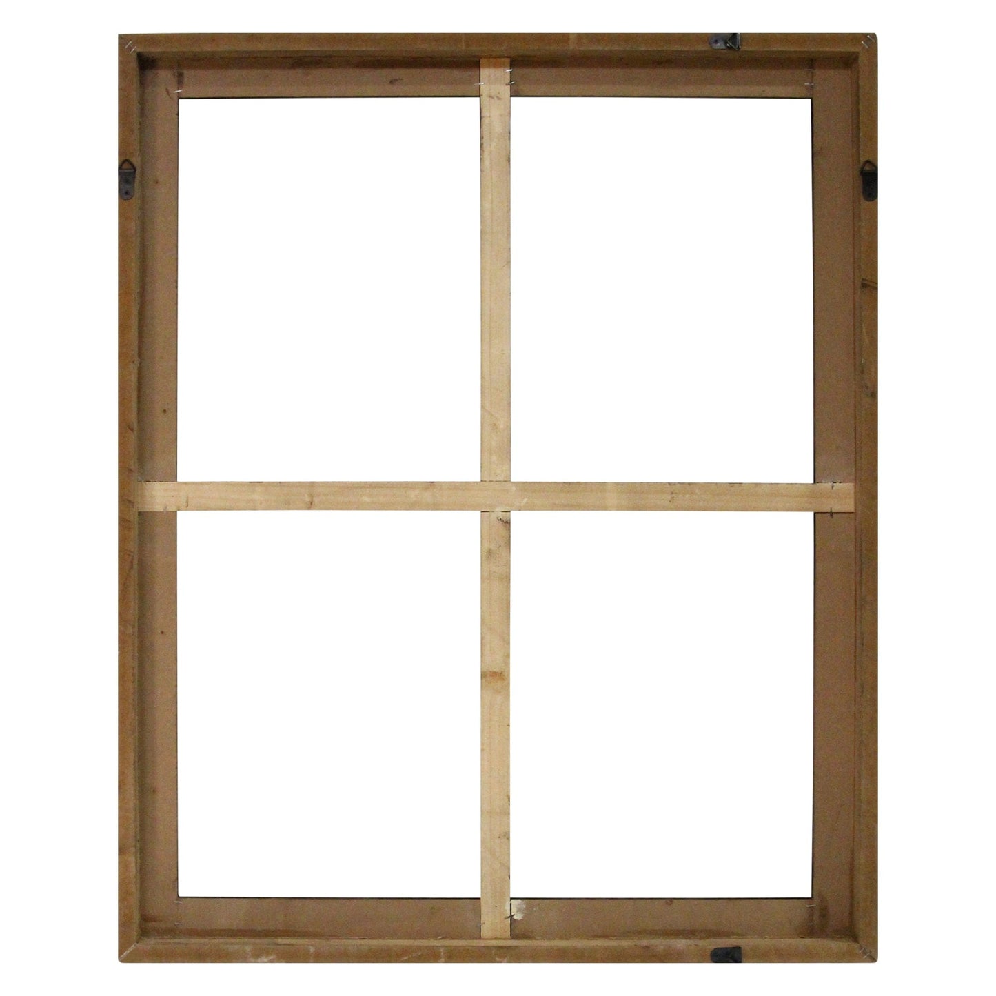 Walnut Wood Windowpane Wall Decor With Metal Hinges