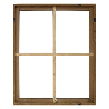 Walnut Wood Windowpane Wall Decor With Metal Hinges