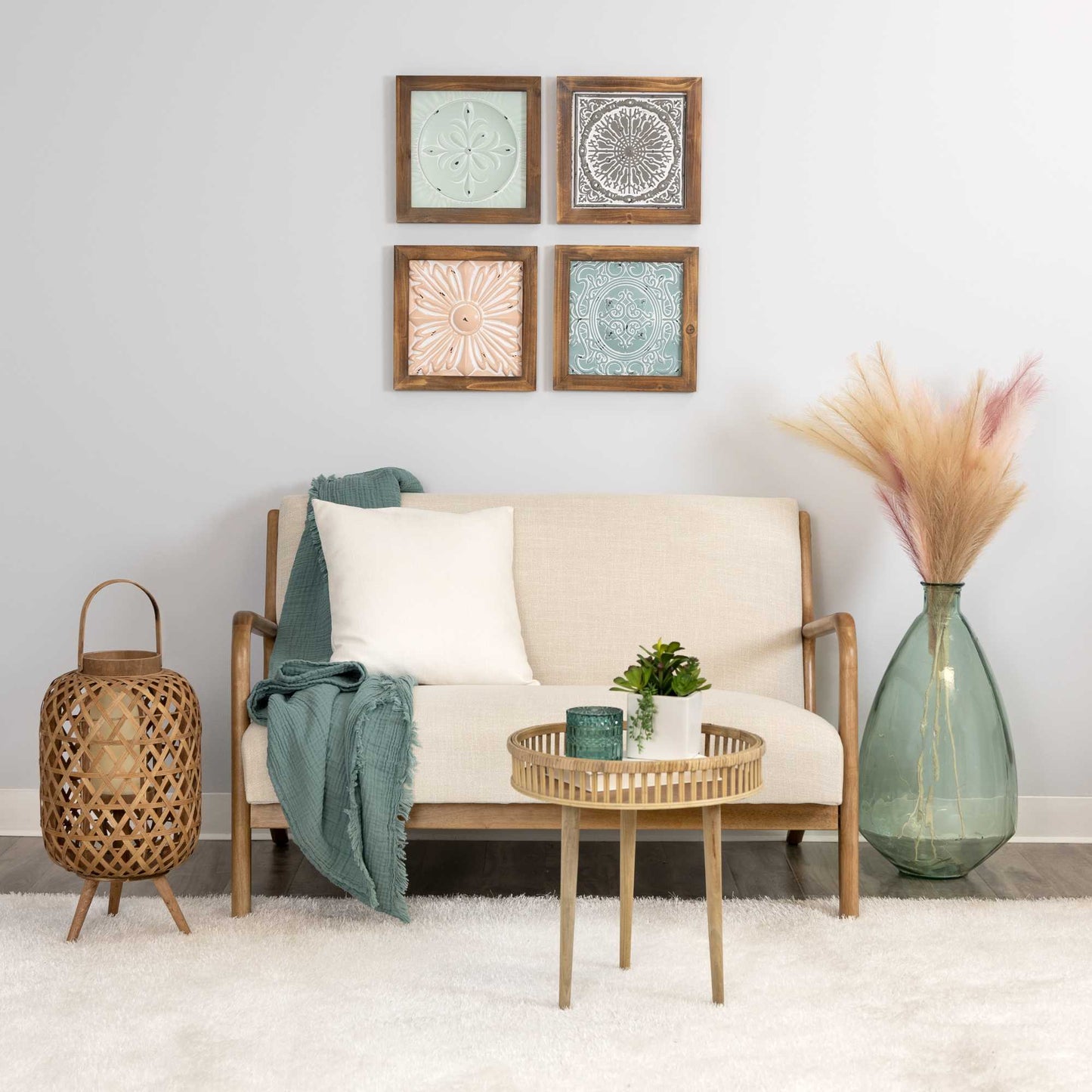 Round Bamboo Rattan Finish End Or Side Table