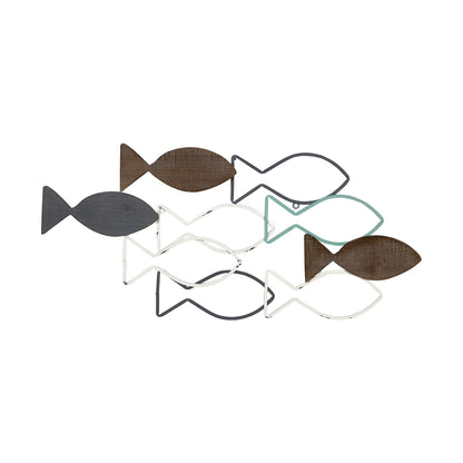 School Of Fish Metal And Wood Wall Decor