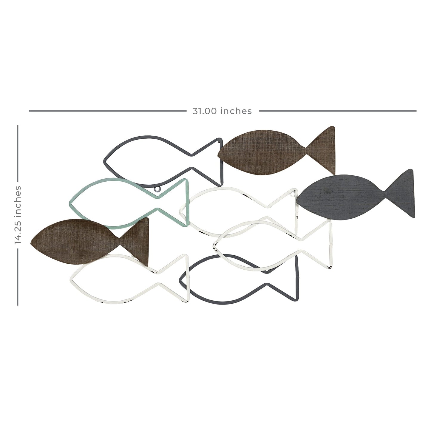 School Of Fish Metal And Wood Wall Decor