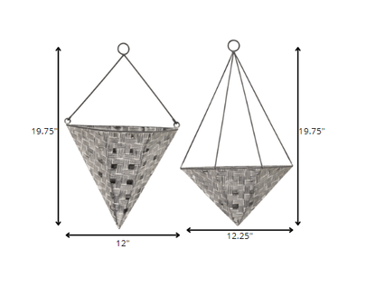 Set Of 2 Distressed White & Metal Wall Planters