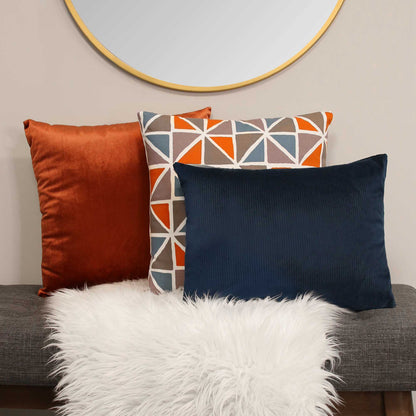 Orange And Blue Geometric Design Square Pillow