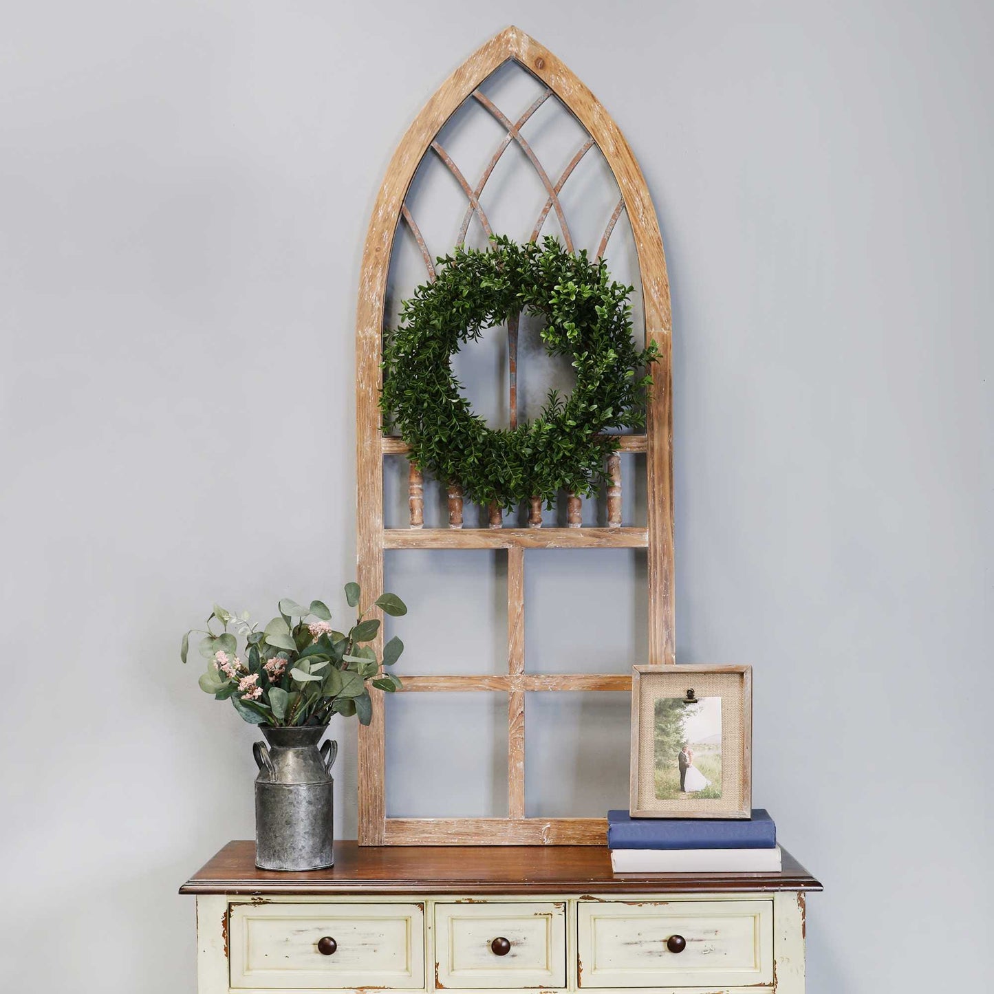 Rustic Wood And Metal Arch Wall Art