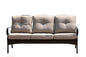 69" X 29" X 35" Black Steel Sofa With Beige Cushions