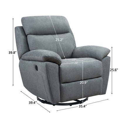 35.43" X 39.37" X 39.8" Light Grey Fabric Glider & Swivel Power Recliner With Usb Port