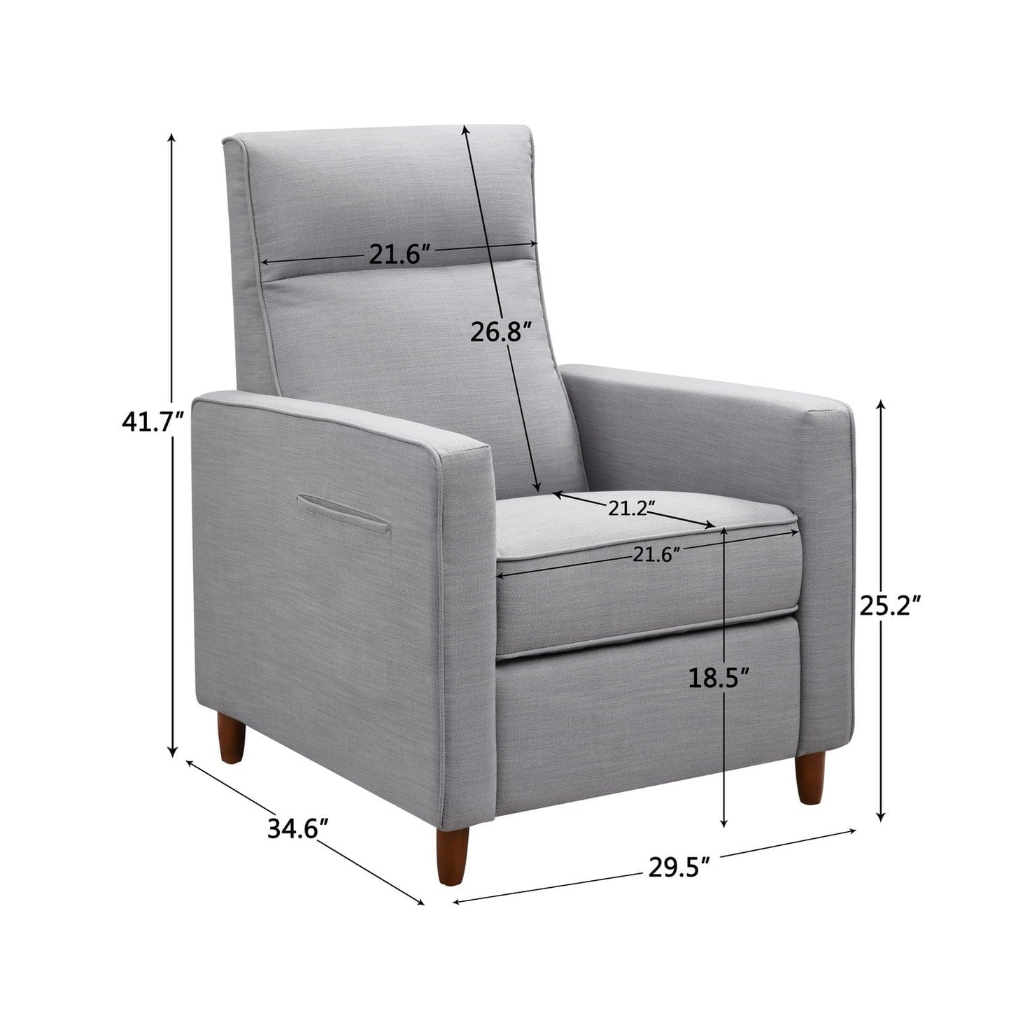 29.52" X 34.64" X 41.7" Light Grey Fabric Manual Recliner