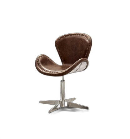 25" X 24" X 33" Retro Brown Leather Accent Chair (1Pc)