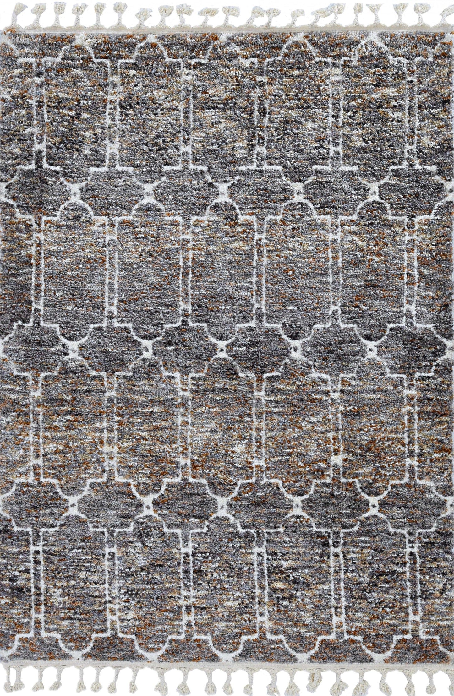 2' X 7' Mocha Mosaic Pattern Runner Rug With Fringe