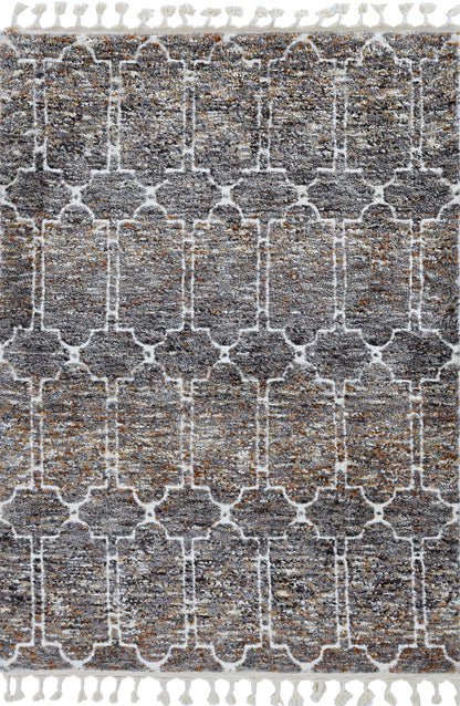 2' X 7' Mocha Mosaic Pattern Runner Rug With Fringe