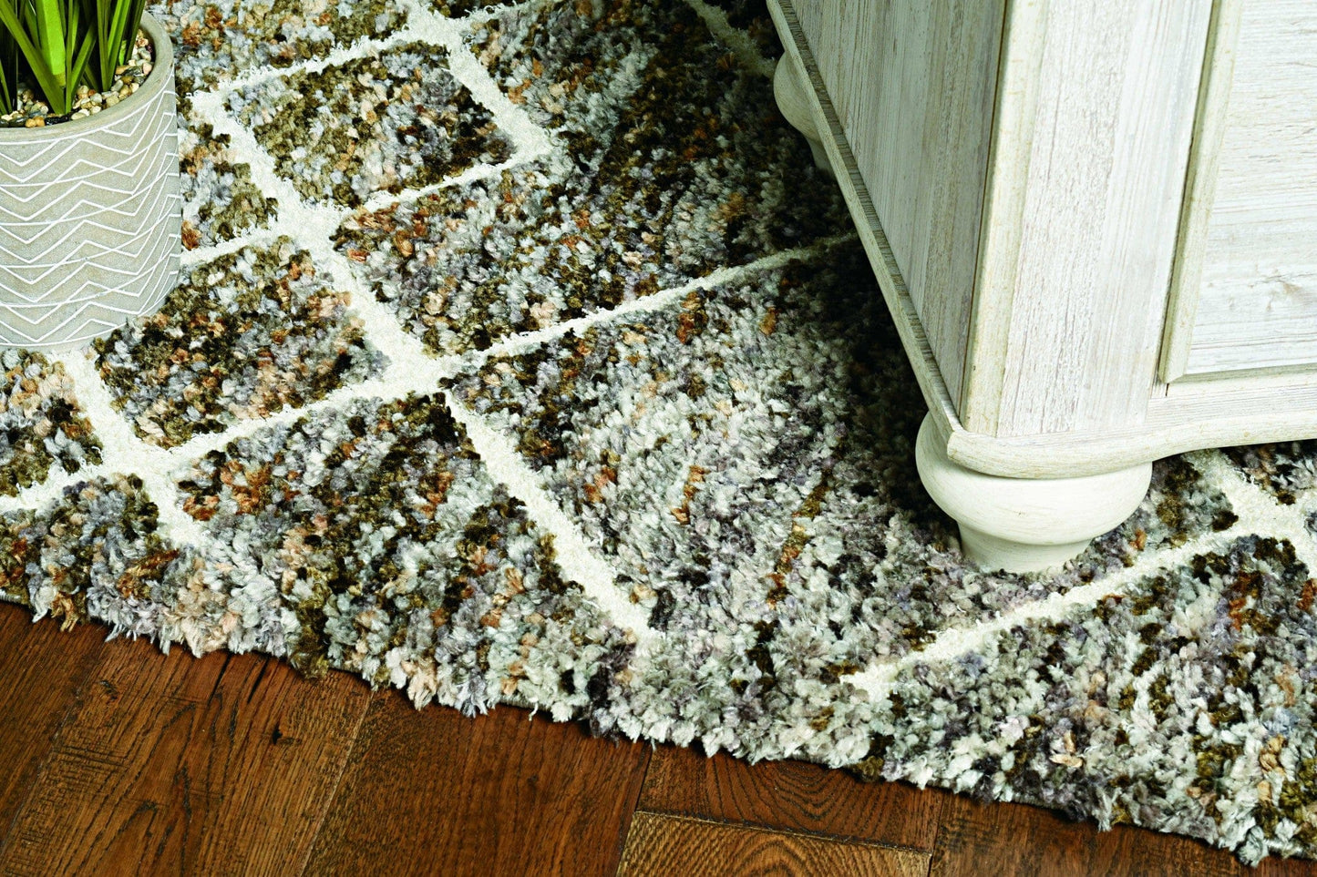 2' X 7' Mocha Geometric Diamond Runner Rug With Fringe