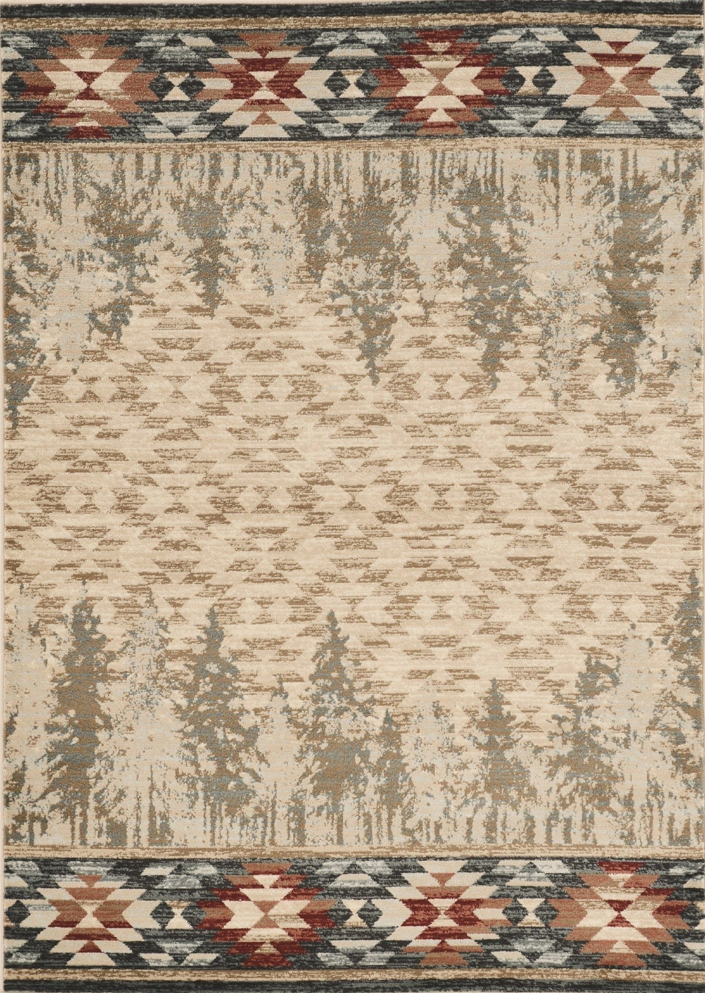 5'X8' Ivory Machine Woven Pinegrove Lodge Indoor Area Rug