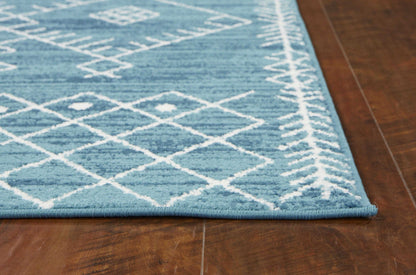 66 X 66 Ivory  Blue Polyester Rug