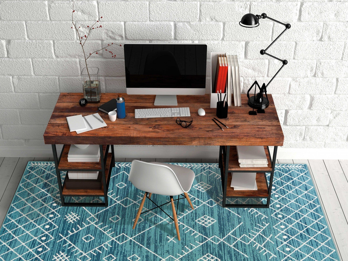 66 X 66 Ivory  Blue Polyester Rug