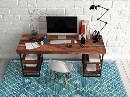 66 X 66 Ivory  Blue Polyester Rug