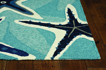 66 X 66 Ivory  Blue Polyester Rug