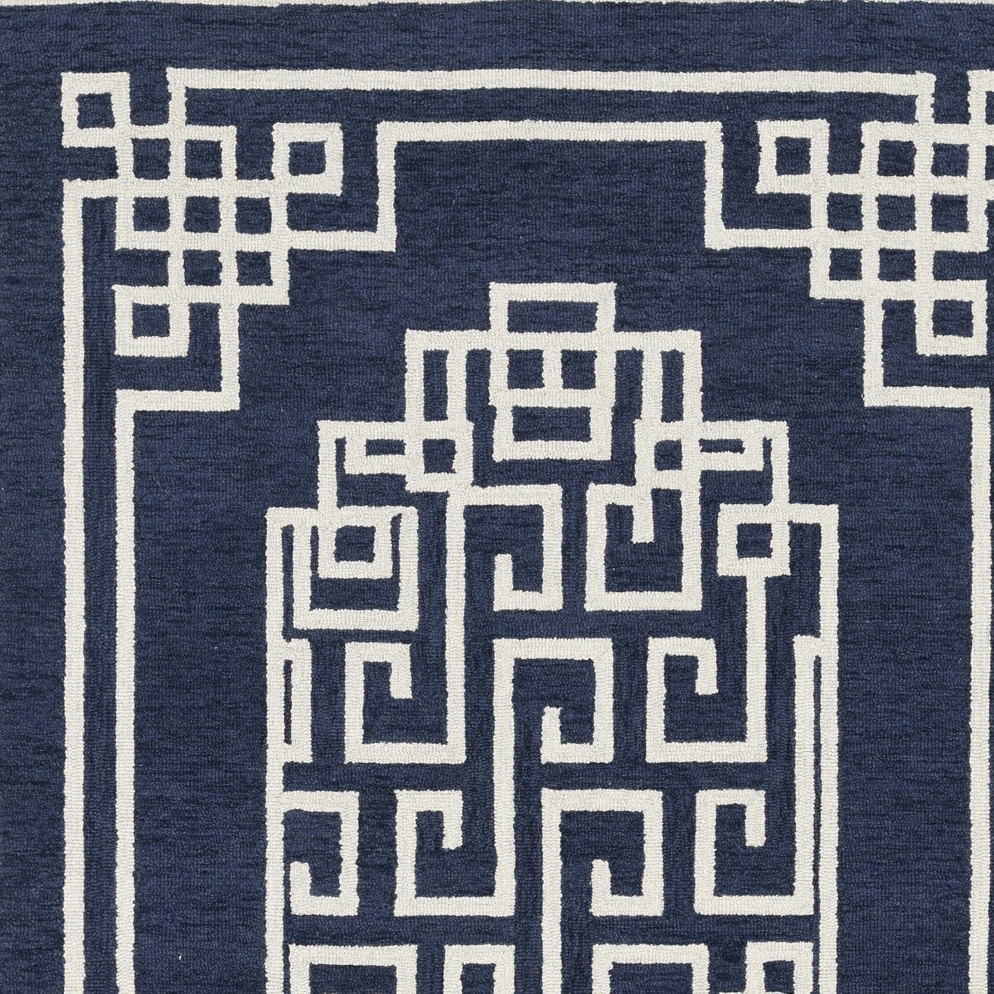 66 X 66 Ivory  Blue Polyester Rug