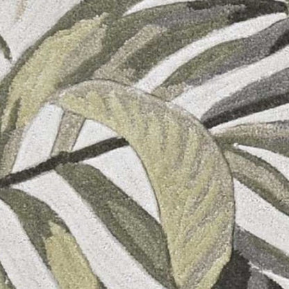 8'X11' Ivory Hand Tufted Tropical Leaves Indoor Area Rug