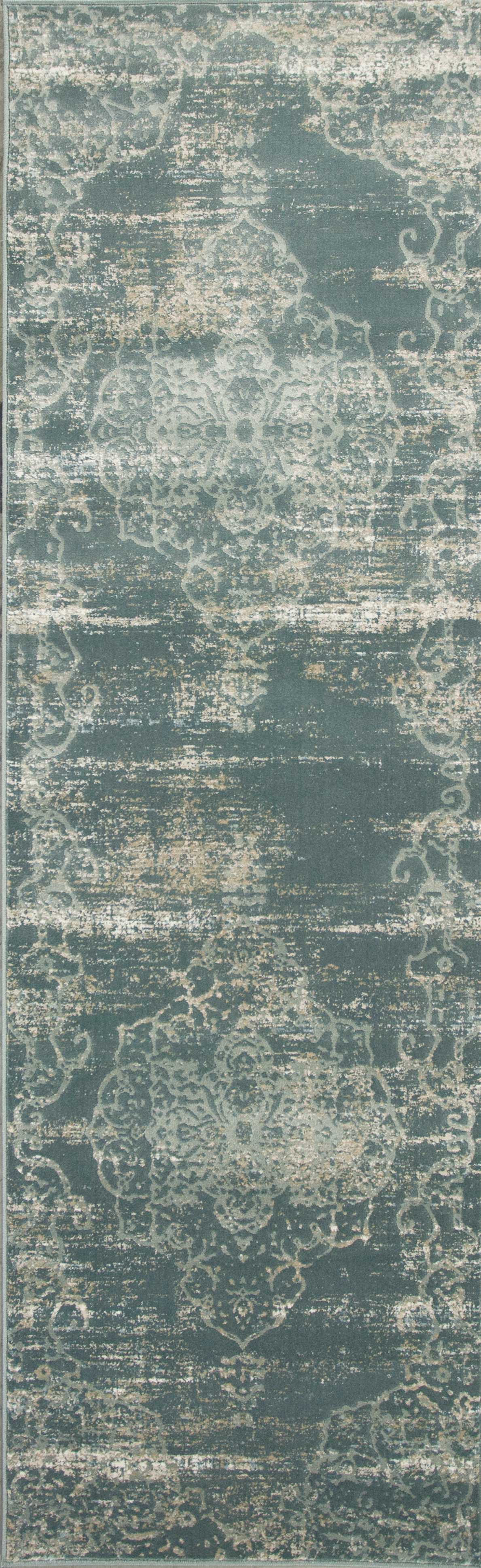 8'X11' Slate Blue Machine Woven Distressed Traditional Indoor Area Rug