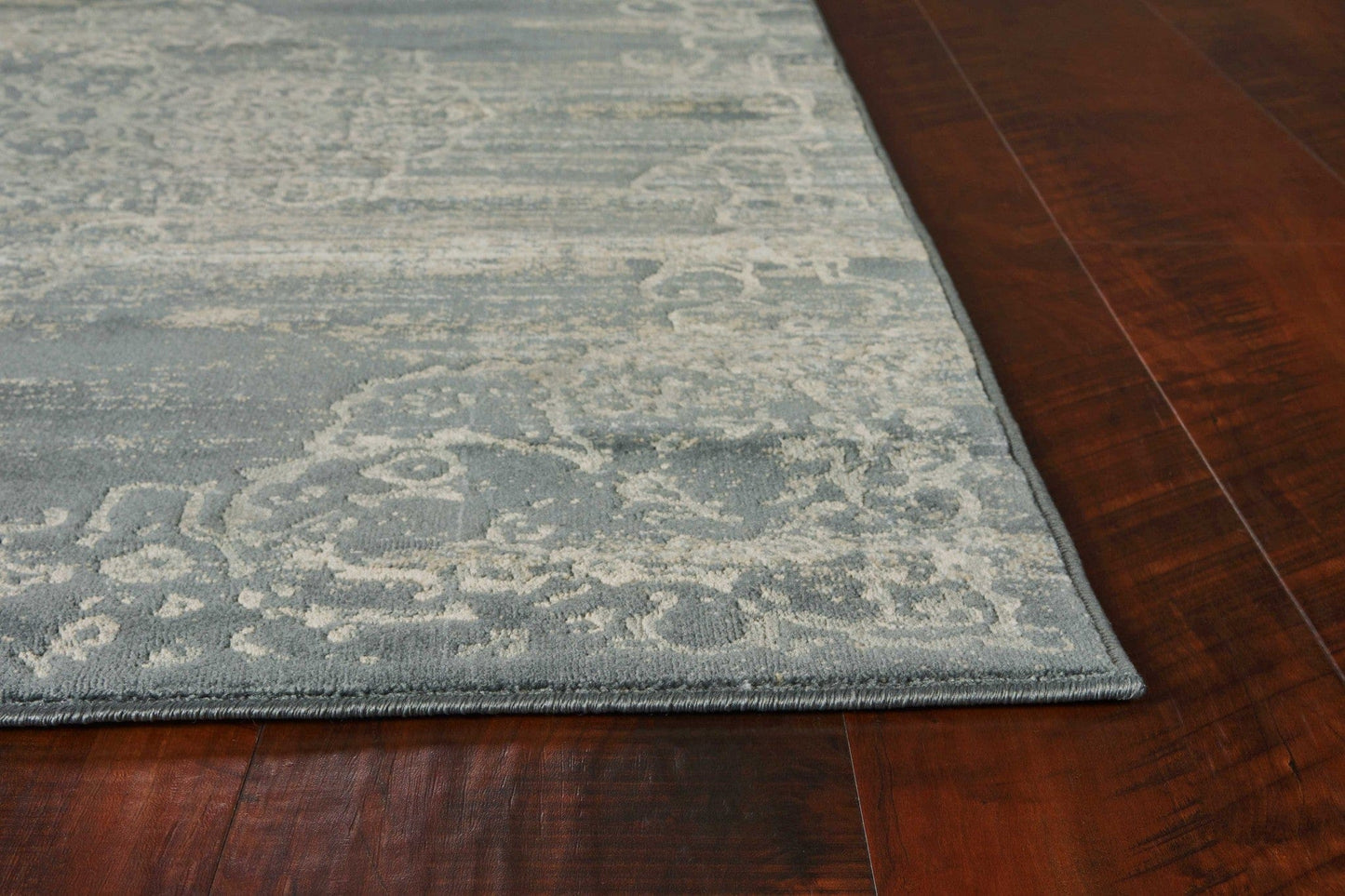 8'X11' Slate Blue Machine Woven Distressed Traditional Indoor Area Rug