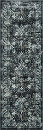 7' Midnight Black Machine Woven Vintage Traditional Indoor Runner Rug