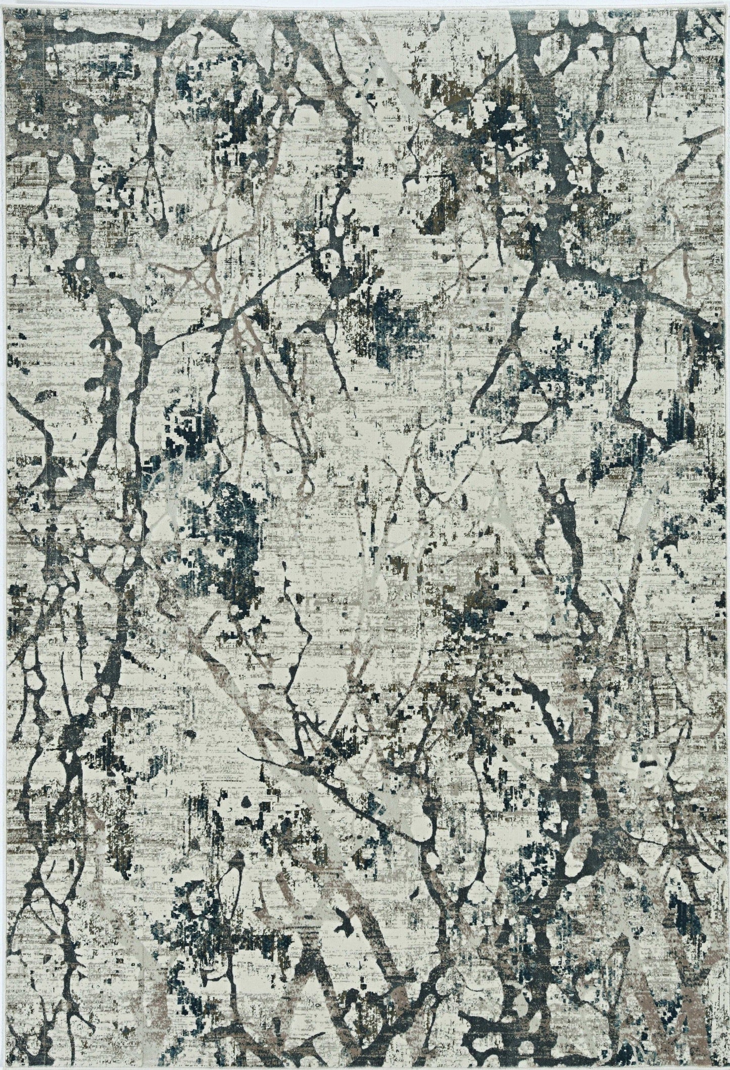 7'X10' Ivory Mist Machine Woven Abstract Splatter Indoor Area Rug