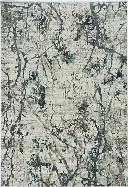 7'X10' Ivory Mist Machine Woven Abstract Splatter Indoor Area Rug