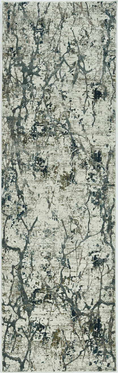 7'X10' Ivory Mist Machine Woven Abstract Splatter Indoor Area Rug