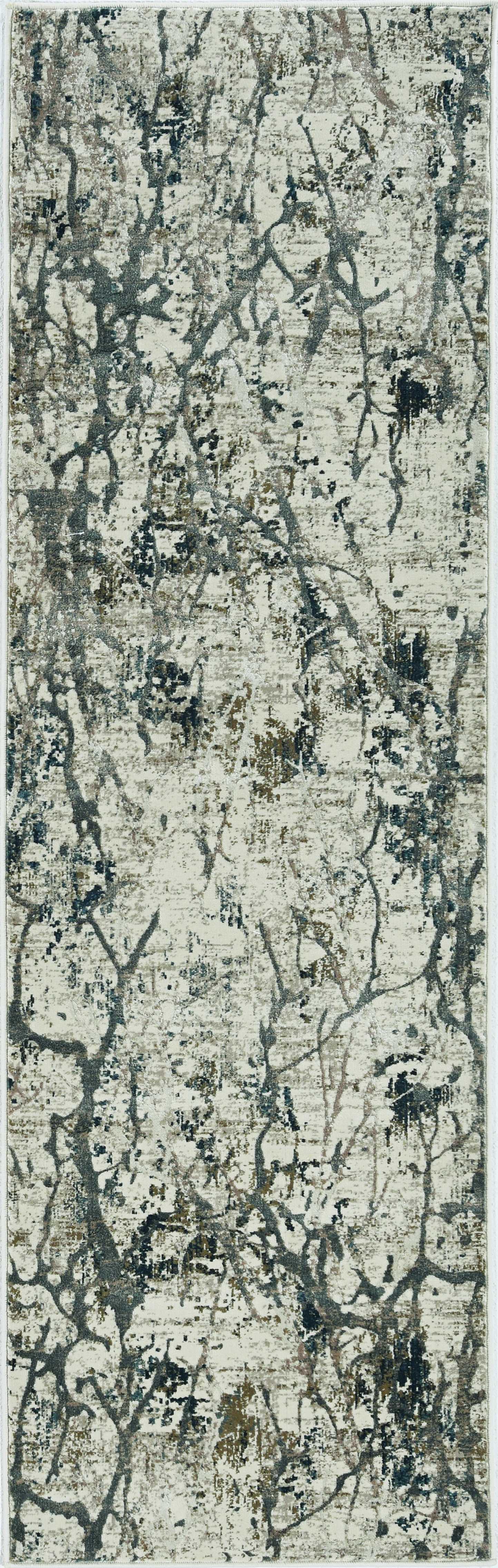7'X10' Ivory Mist Machine Woven Abstract Splatter Indoor Area Rug