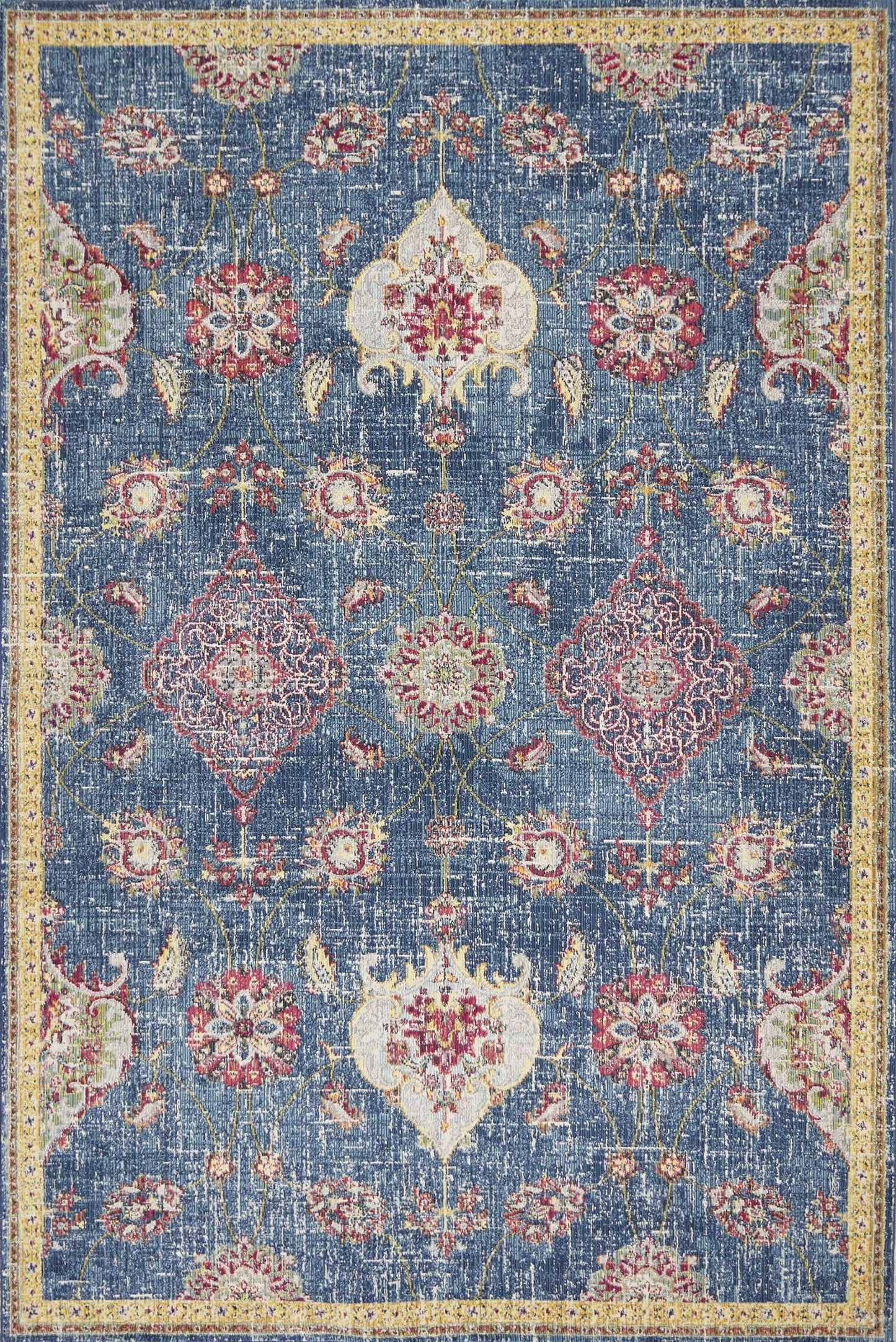 63" X 91" Blue Polypropylene Rug