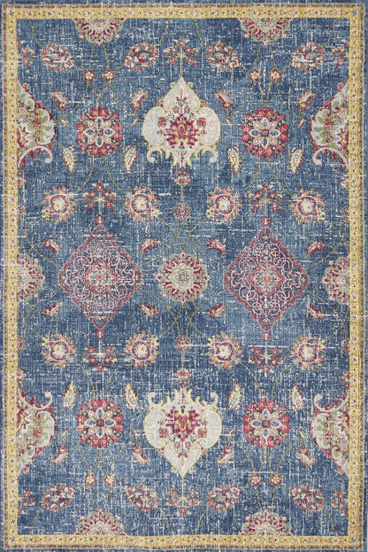63" X 91" Blue Polypropylene Rug