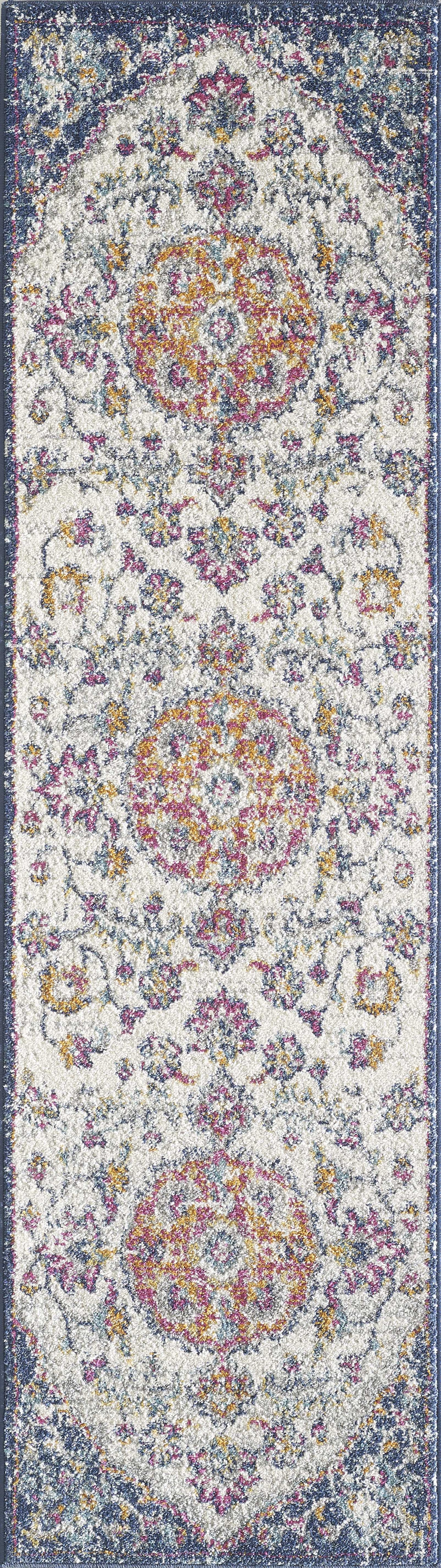 2' X 7' Ivory Or Navy Polypropylene Area Rug