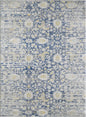 7' Blue Grey Machine Woven Distressed Floral Indoor Runner Rug