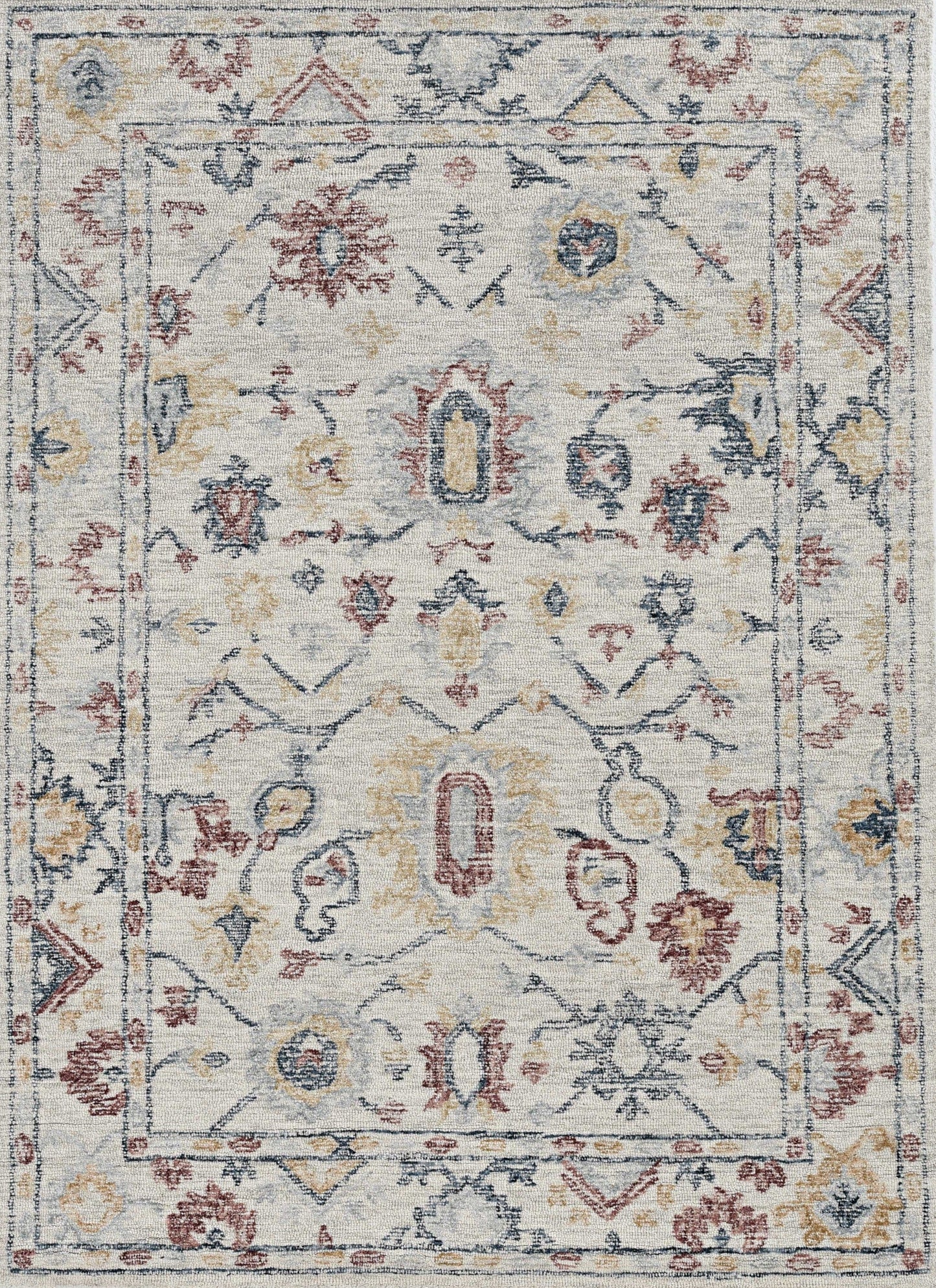 8'X11' Ivory Hand Tufted Space Dyed Floral Traditional Indoor Area Rug