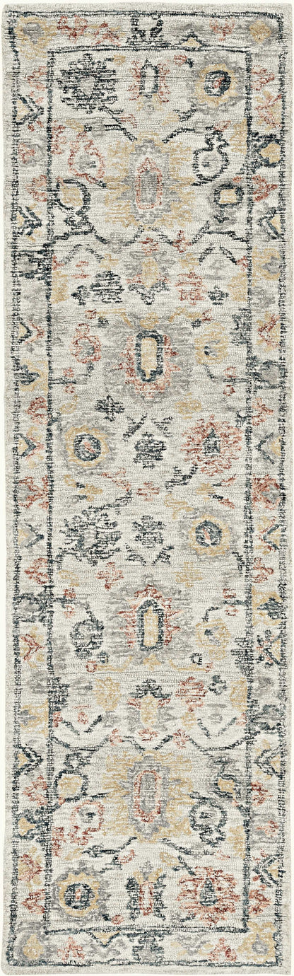 8'X11' Ivory Hand Tufted Space Dyed Floral Traditional Indoor Area Rug
