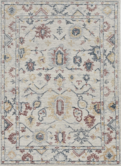 8'X11' Ivory Hand Tufted Space Dyed Floral Traditional Indoor Area Rug