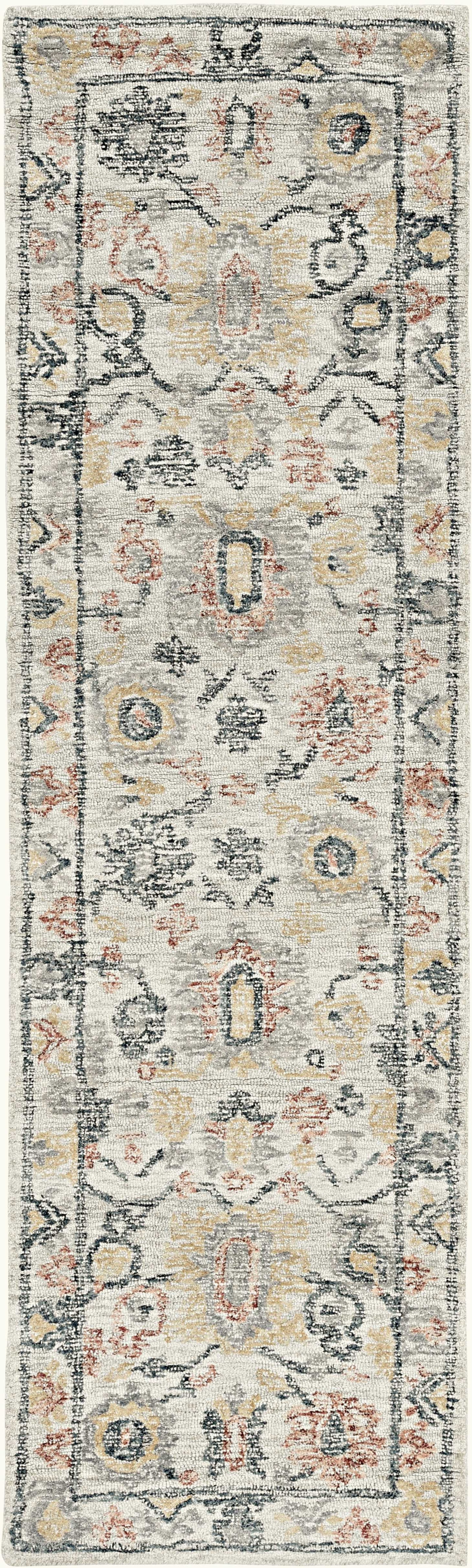 8'X11' Ivory Hand Tufted Space Dyed Floral Traditional Indoor Area Rug