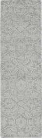 8' Grey Hand Tufted Space Dyed Floral Ogee Indoor Runner Rug