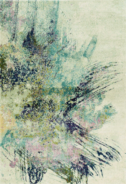 3'X5' Ivory Machine Woven Abstract Splatter Indoor Area Rug