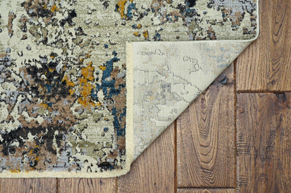 9'X13' Silver Machine Woven Abstract Indoor Area Rug