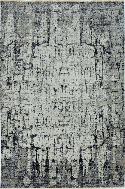 2' X 8' Ivory Or Grey Abstract Cracks Runner Rug