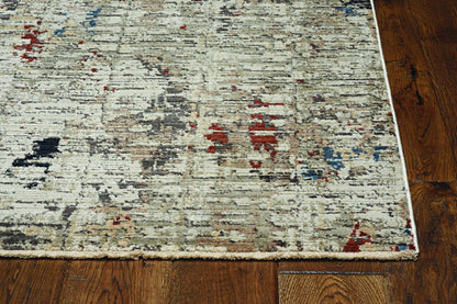 8'X11' Beige Grey Machine Woven Abstract Line Indoor Area Rug