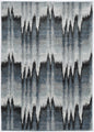 5'X8' Blue Ivory Machine Woven Geometric Waves Indoor Area Rug