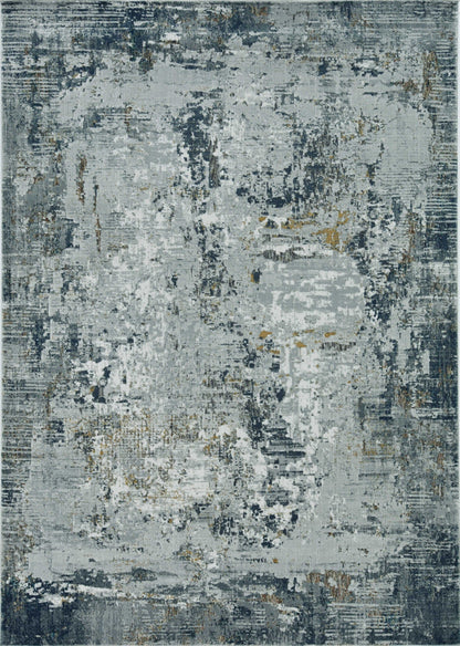 7' Grey Machine Woven Abstract Brushstrokes Indoor Runner  Rug
