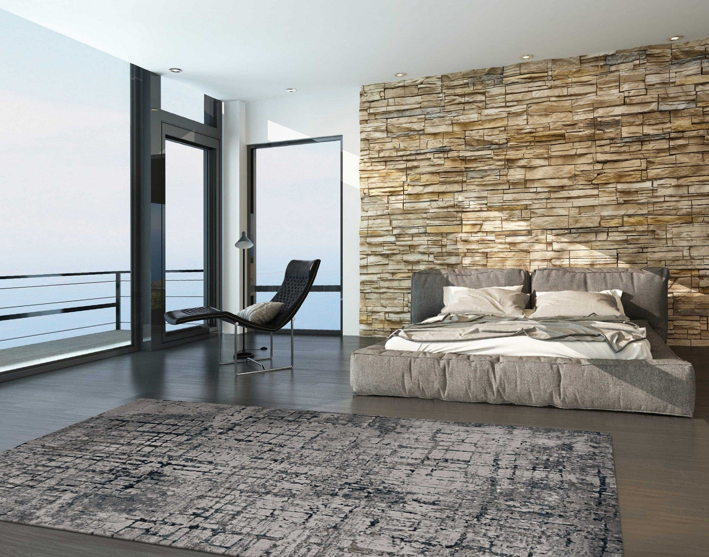 2' X 7' Ivory Or Grey Polypropylene And Polyester Runner Rug